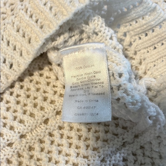Talbots White Crew Neck Sweater with Open-Weave Pattern 100% cotton long sleeves - Picture 4 of 6